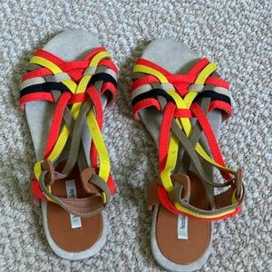 Red and Yellow Geometric Sandals for Summer